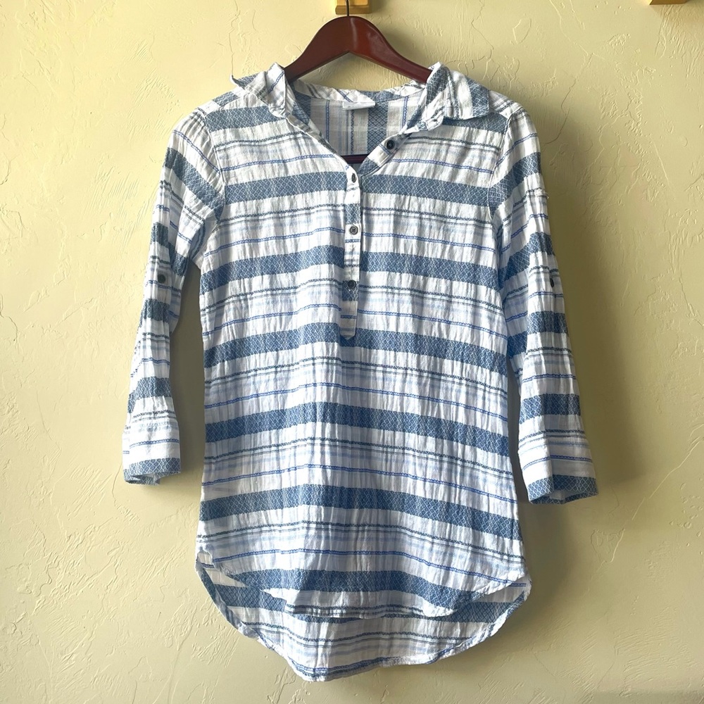 Columbia women’s long sleeve ruched button up knit top